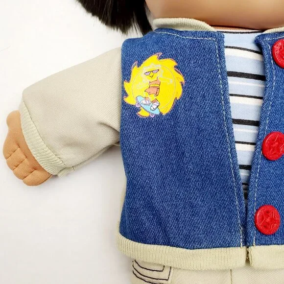 1995 CABBAGE PATCH KIDS Vintage Doll Figure Outfit Brown Hair Green Eyes Mattel - Picture 3 of 15